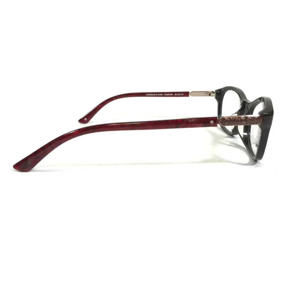 Laura Ashley Eyeglasses Frames BETH C3-BROWN Red Rectangular Cat Eye 50-20-135